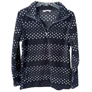 Old Navy polar fleece pullover quarter zip gray polkadot size large